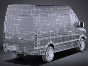 Mercedes-Benz Sprinter II Van Short High vray Modelo 3D