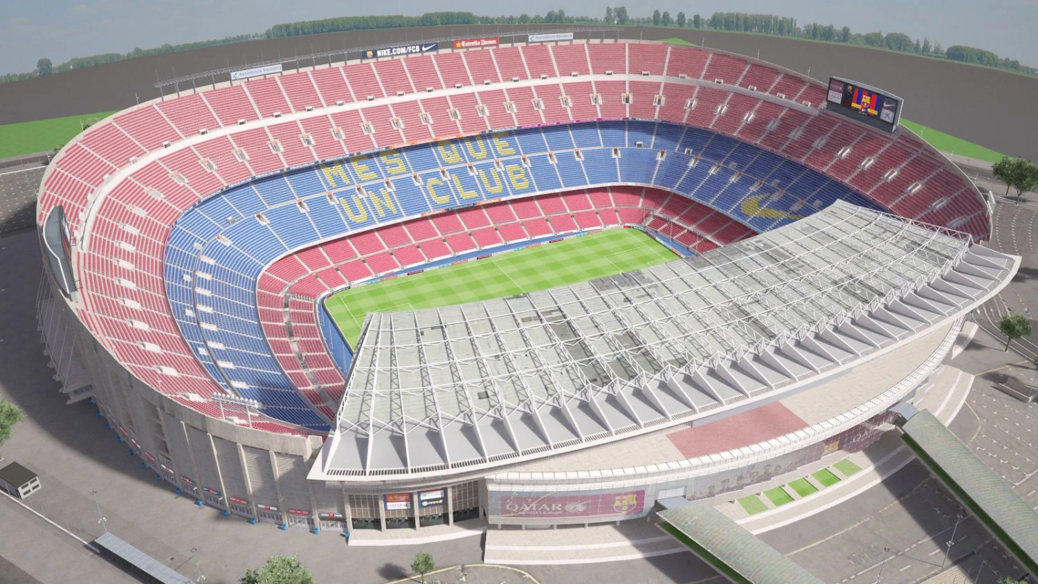 Camp Nou Barcelona Stadium 3D Model .c4d .max .obj .3ds .fbx .stl .blend 