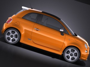 Fiat 500e 2014 vray 3D Модель