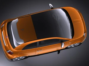 Fiat 500e 2014 vray 3D Model
