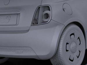 Fiat 500e 2014 vray 3D Модель