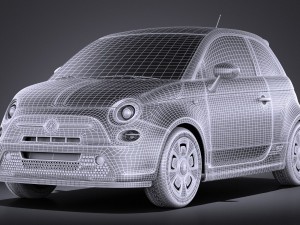 Fiat 500e 2014 vray 3D Модель