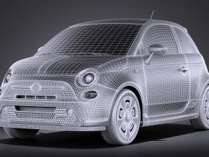 Fiat 500e 2014 vray 3D Model