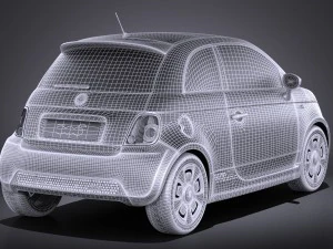 Fiat 500e 2014 vray 3D Model