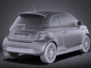 Fiat 500e 2014 vray 3D Model