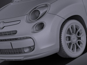 Fiat 500L 2013 vray 3D Model