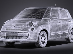 Fiat 500L 2013 vray 3D Model