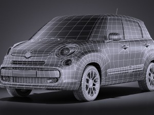 Fiat 500L 2013 vray 3D Model