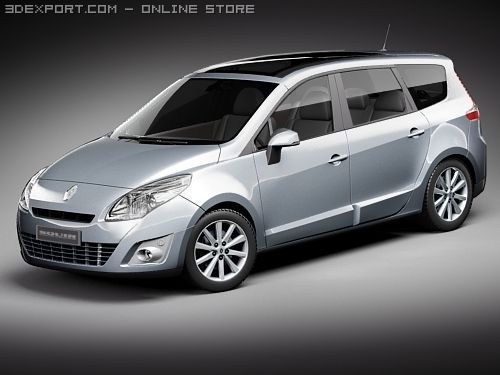 Renault Grand Scenic 2010 3D Model .c4d .max .obj .3ds .fbx .stl .blend 