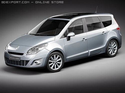 Renault Grand Scenic 2010 3D Model .c4d .max .obj .3ds .fbx .stl .blend