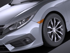 Honda Civic Coupe 2017 vray Model 3D