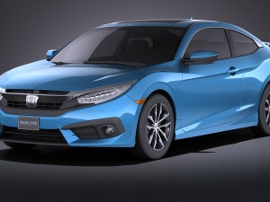 Honda Civic Coupe Led 2018 vray 3D Model