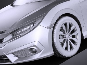 Honda Civic Coupe Led 2018 vray Modello 3D