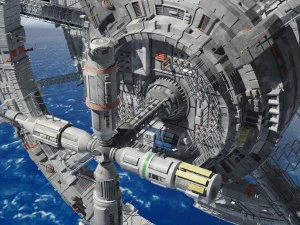 Stazione spaziale di fantascienza Modello 3D