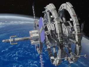 Stazione spaziale di fantascienza Modello 3D