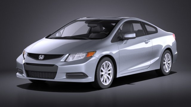 Honda Civic 2013 USA Coupe vray Modello 3D .c4d .max .obj .3ds .fbx .stl .blend