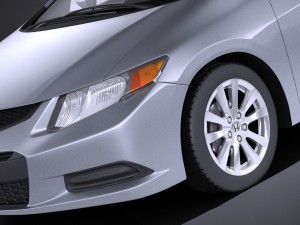 Honda Civic 2013 USA Coupe vray Modello 3D