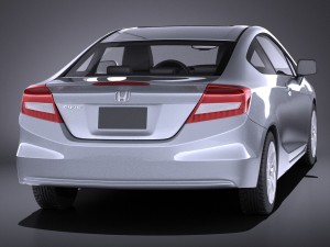 Honda Civic 2013 USA Coupe vray Modello 3D