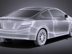 Honda Civic 2013 USA Coupe vray 3D Model