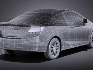 Honda Civic 2013 USA Coupe vray 3D Model