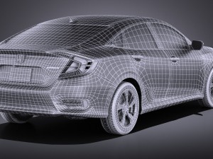 Honda Civic Sedan EX 2017 vray Model 3D
