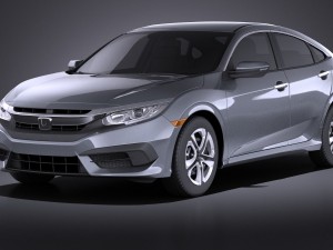 honda civic sedan lx 2017 vray 3D Model