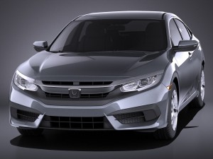 Honda Civic Sedan LX 2017 vray Modèle 3D