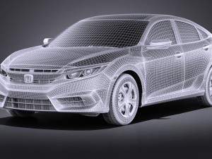 Honda Civic Sedan LX 2017 vray Modèle 3D