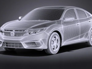 Honda Civic Sedan LX 2017 vray 3D Model