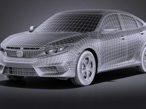Honda Civic Sedan LX 2017 vray 3D Model