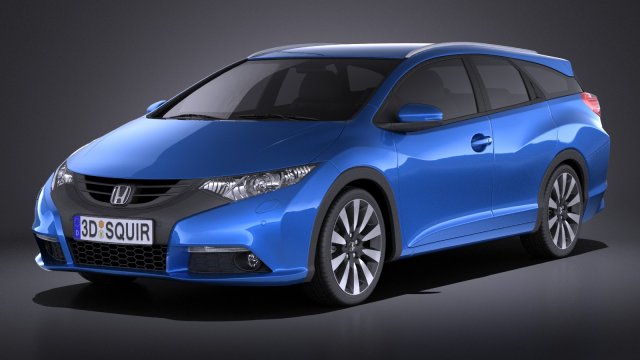 Honda Civic Tourer 2015 vray 3D Модель .c4d .max .obj .3ds .fbx .stl .blend