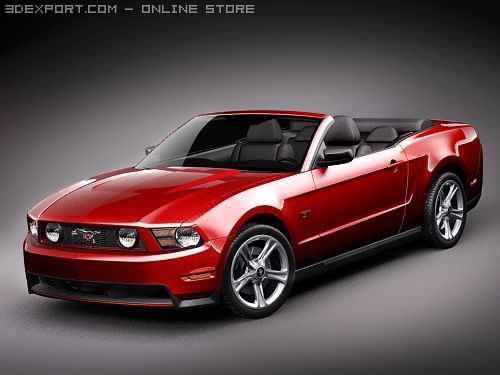Mustang GT Convertible 2010 3D Model .c4d .max .obj .3ds .fbx .stl .blend 