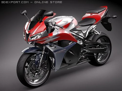 Honda CBR 600RR 2009 3D Model .c4d .max .obj .3ds .fbx .stl .blend
