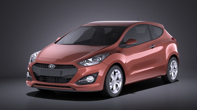 Hyundai i30 3-door 2014 vray Modelo 3D .c4d .max .obj .3ds .fbx .stl .blend