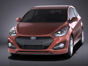 Hyundai i30 3-door 2014 vray 3D Model