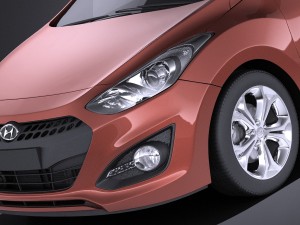 Hyundai i30 3-door 2014 vray Modelo 3D