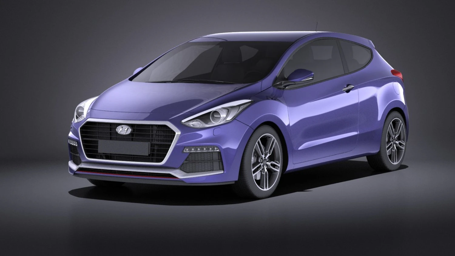Hyundai i30 Turbo 3-door 2017 vray 3D Model .c4d .max .obj .3ds .fbx .stl .blend