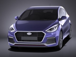 Hyundai i30 Turbo 3-door 2017 vray Modelo 3D
