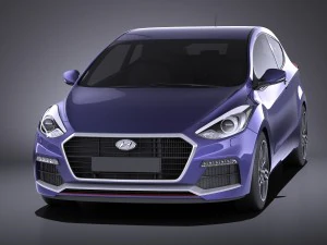 Hyundai i30 Turbo 3-door 2017 vray 3D Model