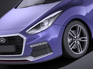Hyundai i30 Turbo 3-door 2017 vray Modelo 3D