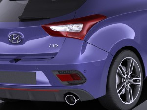 Hyundai i30 Turbo 3-door 2017 vray Modelo 3D