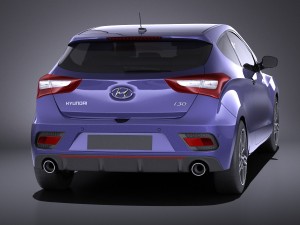 Hyundai i30 Turbo 3-door 2017 vray Modelo 3D