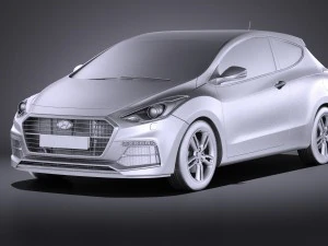 Hyundai i30 Turbo 3-door 2017 vray 3D Model