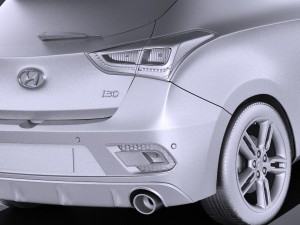 Hyundai i30 Turbo 3-door 2017 vray Modelo 3D