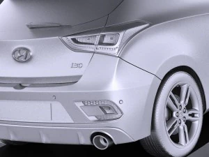 Hyundai i30 Turbo 3-door 2017 vray 3D Model