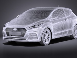 Hyundai i30 Turbo 3-door 2017 vray Modelo 3D