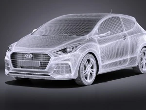 Hyundai i30 Turbo 3-door 2017 vray 3D Model