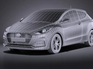 Hyundai i30 Turbo 3-door 2017 vray 3D Model