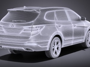 Hyundai Santa Fe 2015 vray 3D 模型