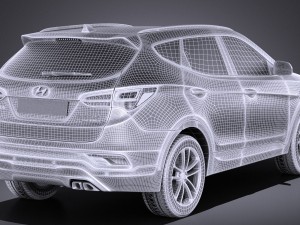 Hyundai Santa Fe 2017 vray Modello 3D